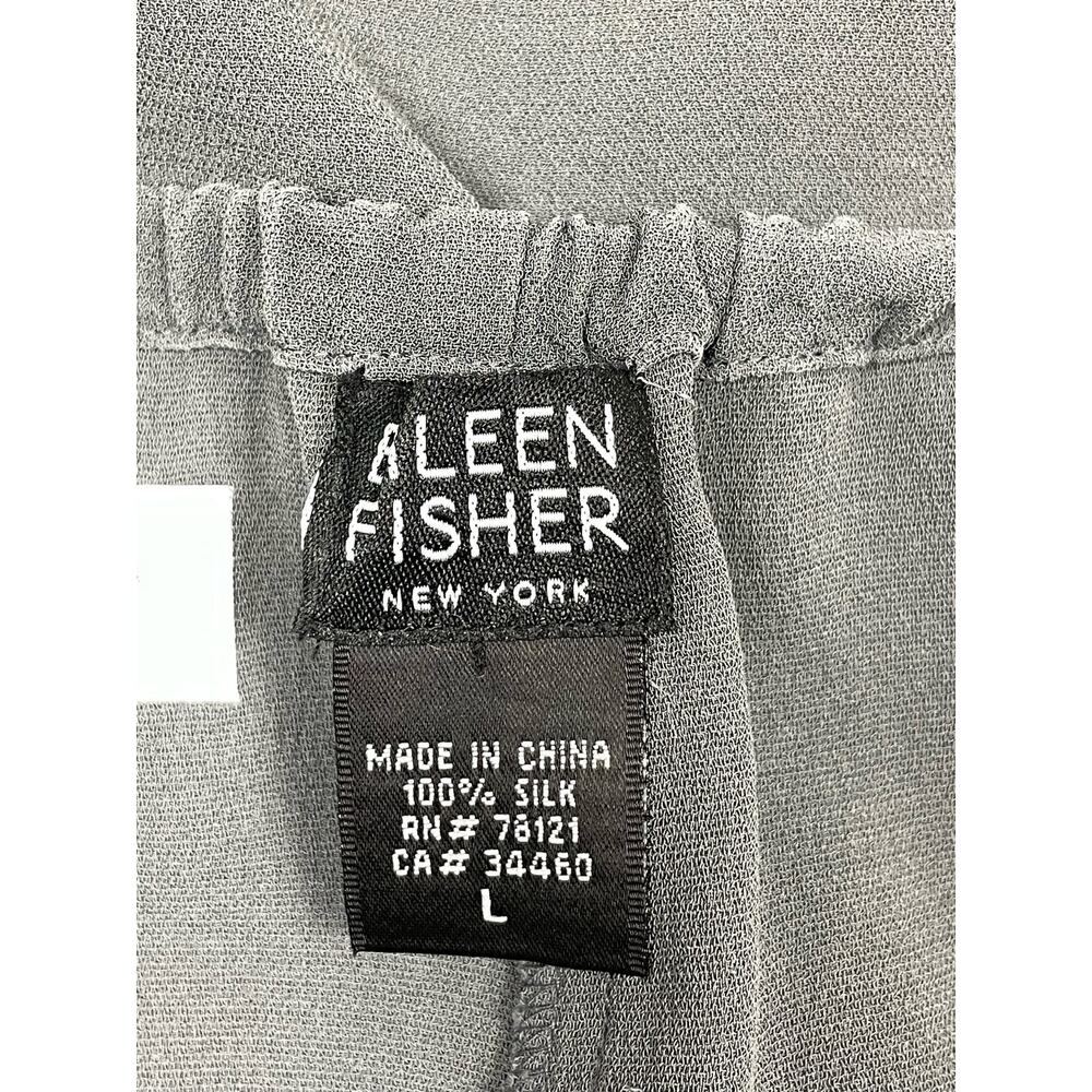 Eileen Fisher 100% Silk Pants Gray Large Lightweight Laganlook Beach Resort - Picture 3 of 16